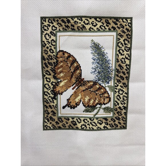 finished cross stitch Butterfly Leopard - Picture 2 of 4